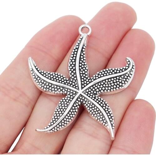 5 x Large Tibetan Silver Starfish Sea Star Charms Pendants for Necklace Bracelet DIY Jewelry Making Accessories 48x43mm