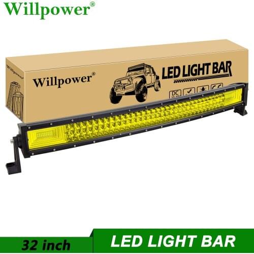 Auto Car 405W 32 inch Yellow LED Light Bar For Jeep Chevy Pickup 4x4 Truck LED Bar SUV Car Driving Fog Lightbar