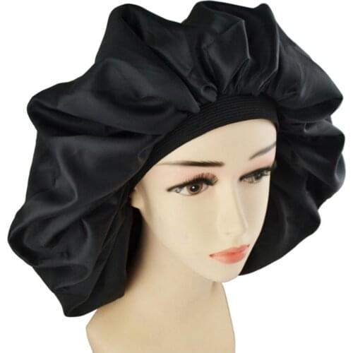 High Quality Super Giant Sleep Cap Waterproof Shower Cap Female Hair Care Protect Hair Large Satin Silk Bonnet Sleep Cap Luxurio