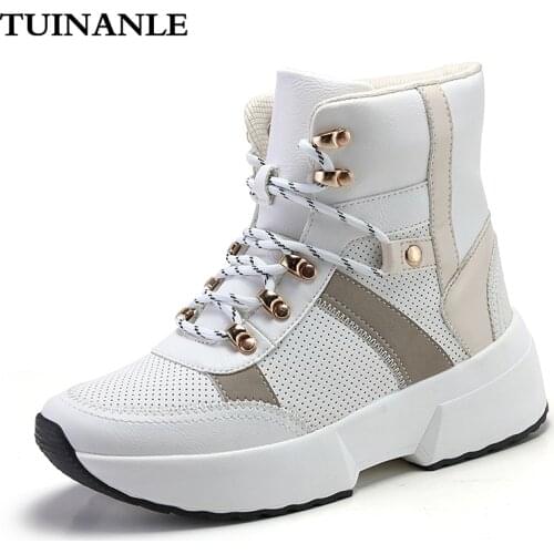 TUINANLE Ankle Boots for Women 2020 Winter Warm Snow Boots Thick Bottom Platform Booties Round Toe Combat Boots for Women Botas