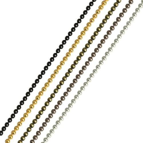 10m/lot 1.2/1.5/2/2.4/3.2mm Gold Color Metal Round Ball Bead Chains Bulk DIY Bracelet Necklace Jewelry Making Findings Wholesale