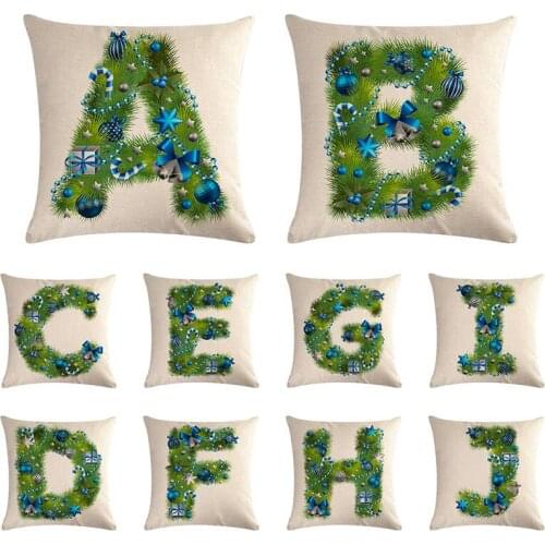 Christmas Letter Floral Pattern Throw Pillow Cushion Cover Living Room Cushion Home Sofa Pillowcase Decorative Pillow Cover