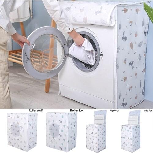 Washing Machine Cover Fox Wolf Waterproof Zippered Dust Cover Universal PEVA