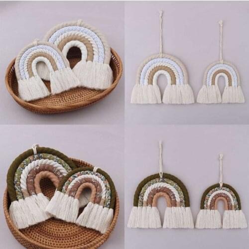 DIY Rope Rainbow Tapestry Wall Hanging Handmade Weaving Ornament Kids Room Decor