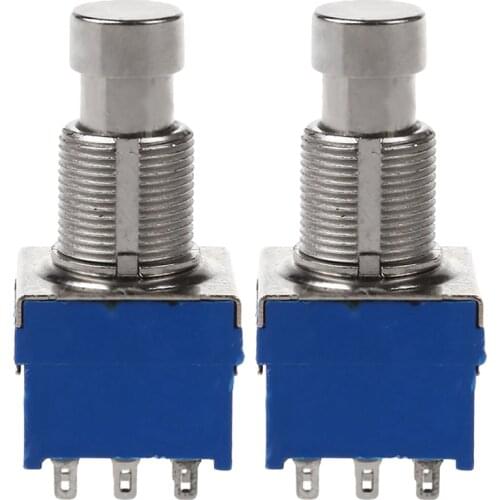 Hot AD-2Pcs Guitar Effect Switches 9-Pin 3Pdt Guitar Effects Pedal Box Stomp Foot Metal Switch True Bypass Blue