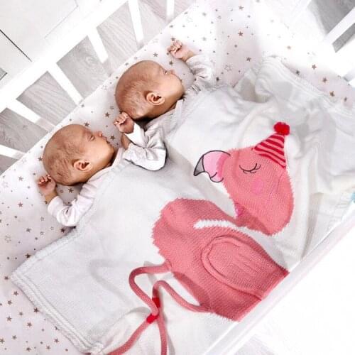 INS Knitted Blanket for Newborn Baby Three-dimensional Flamingo Baby Holding Blanket Beach Mat Summer Air Conditioning Blanket
