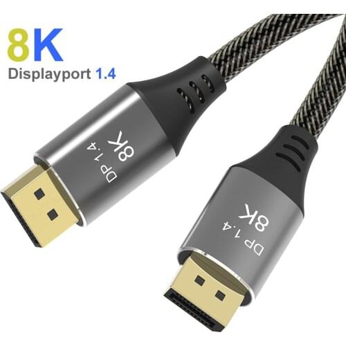 8K DisplayPort Cable DisplayPort 1.4, DP1.4 Cable, DP 8K 7680x4320 @60Hz, 4K@144Hz, 3D, HDR 4:4:4, HDCP for PC, Laptop, HDTV