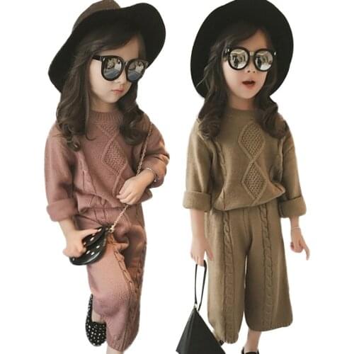 Baby Girl Clothes Set Autumn girls casual loose sweater pants suit 2pcs Sweater children knitted suit winter girls clothing set