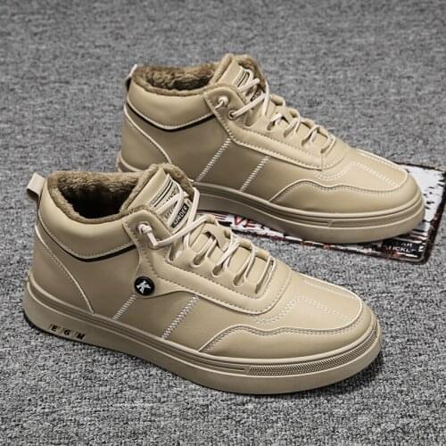 Winter plus velvet warm cotton shoes mid-cut design sense sneakers mens outdoor sports shoes casual breathable running shoes