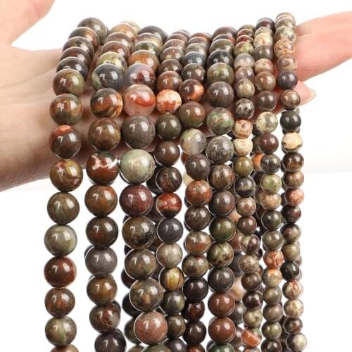 Natural Stone Flower Agate Crystal Round Loose Spacer Bead For Jewelry Making Bracelets DIY Necklace Accessories 4/6/8/10/12MM