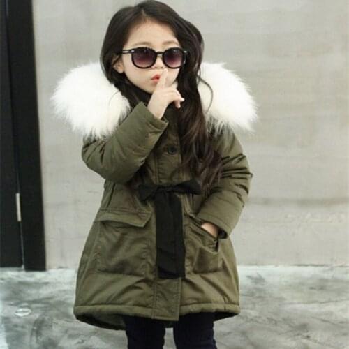 Korean Girls Coats And Jackets Fleece Lining Kids Faux Fur Collar Coat For Baby Girl Children Winter Outwear For Girls WUA880204