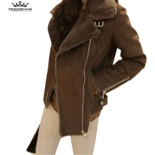 Tnlnzhyn 2019 New Autumn Winter Women Suede lambs wool Coat Fashion Zippers Slim Short Jacket Thick Warm Winter Coats Y1180