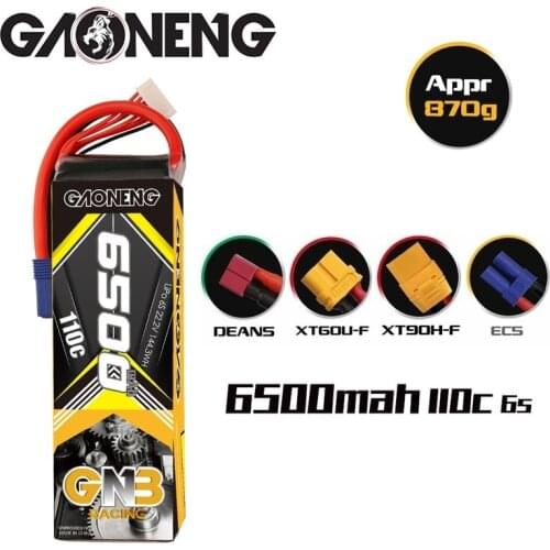 Gaoneng GNB 6500mAh 6S 22.2V 110C/220C Lipo Battery With EC5 XT90 Plug for RC Helicopter Airplane RC Car Boat Parts
