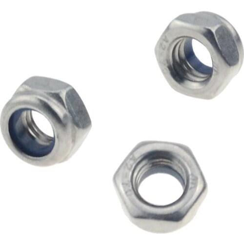 M2 M2.5 M3 M4 M5 M6 M8 M10 M12 304 Stainless Steel Hex Nylon Insert Lock Nut Self-locking Nylock Nut Locknut
