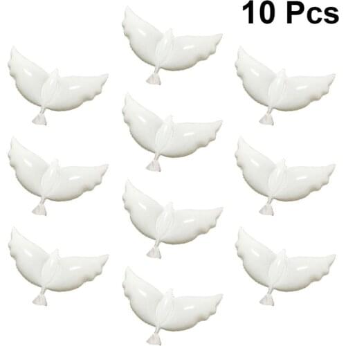 10pcs Fashionable Dove Balloons Pigeon Balloons Flying White Dove Balloons Aluminum Foil Balloons Wedding Party Decoration