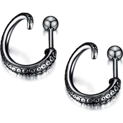 Gothic punk Octopus tentacles studs earrings for men fashion 2020 small 316l stainless steel jewelry pendientes hombre wholesale