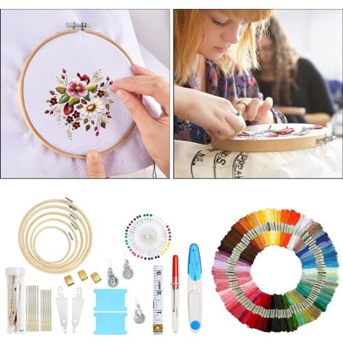 1Set Embroidery Starter Kit Color Threads DIY Handmade Cross Stitch for