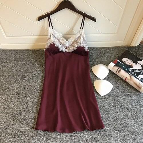 Night Dress Sexy Homewear Lace Womens Silk Nightgown Satin Sleepwear Silk Womens Clothing Lingerie Dress Hot Erotic Sleepshirts