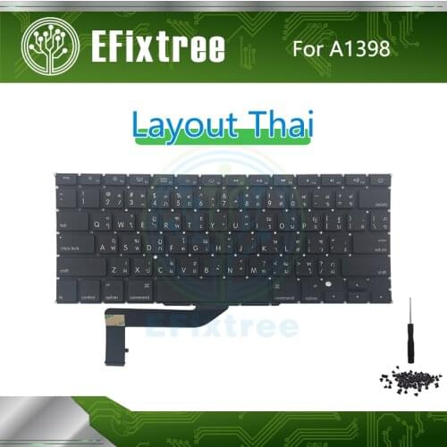 New A1398 Keyboard Thai For Macbook Pro Retina 15" A1398 Layout Small Enter 2012-2015 Year EMC 2512 2673 2674 2745 2876