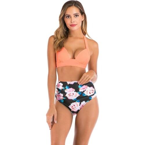 2020 New Bikini Print Split Multi-Color High Waist Sexy Bathing Suits Beach Wear Swimsuit Female Bikini
