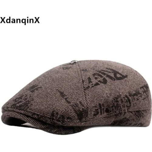 New Autumn Winter Mens Hat Thick Warm Berets Thermal Earmuffs Hats British Style Simple Sports Caps Dads Warm Hat Snapback Cap