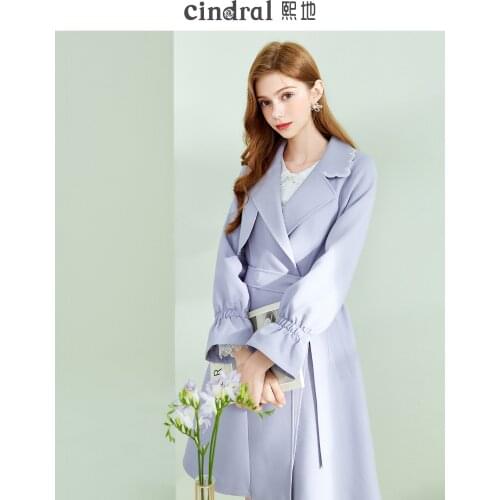 2021 Spring and Autumn New Purple Windbreaker Womens Middle Length Small High End Temperament Waist Down Jacket Fashion