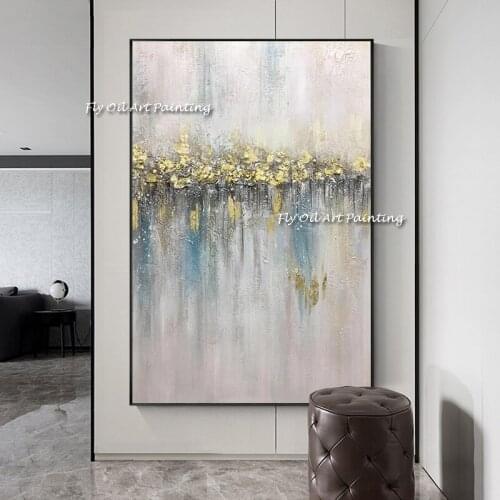 Abstract Knife painting Golden Landscape Nordic Canvas Wall Art Painting Modern Picture For Living Room Decor