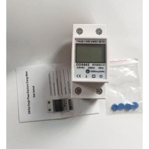 Backlit Single Phase Two Wire LCD Digital Display Wattmeter Power Consumption Energy Meter kWh AC 230V 50Hz Din Rail