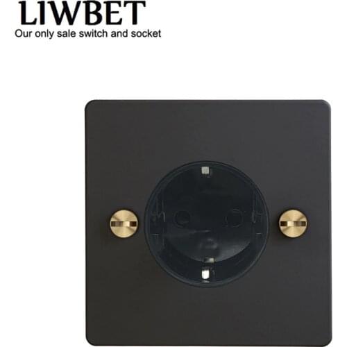 LIWBET EU Standard Wall Socket And Black Color Stainless Steel Panel Socket