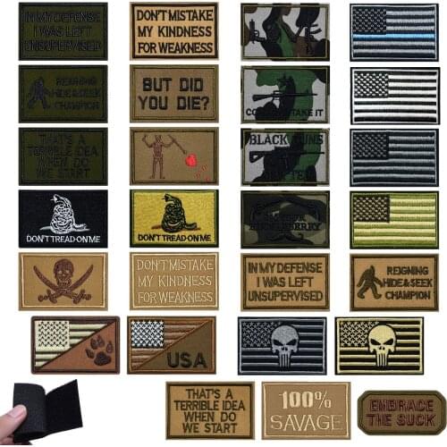 Velcro patch Tactical Morale Slogans Army Military Badge Labels Embroidered Stickers Stick for Clothes Backpack Hats .Hook&Loop