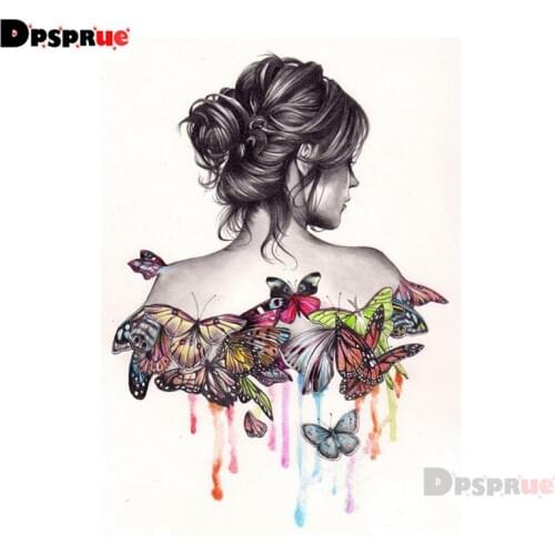 Dpsprue Full Square/Round Diamond Painting Cross Stitch Diamond 3D Embroidery Flower Girl DIY 5D Moasic Home Decor Gift Pu31