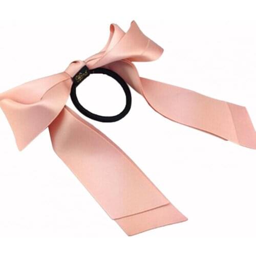 Fashion Headband Sweet Double-layer Satin Solid Color Bow Hair Tie Hair Rope Hair Accessories Female Headwear