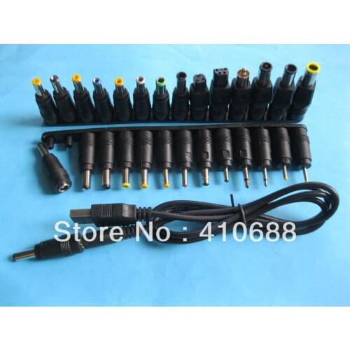 20 set DC Power 5.5x2.1mm Jack Female to 28 Plug Male Connector with USB Cable Adapter Notebook Laptop Universal