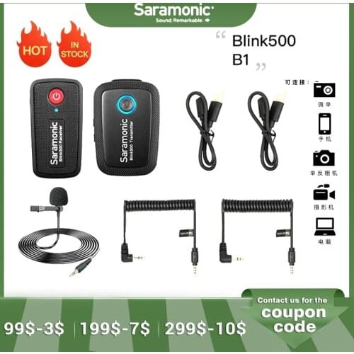 Saramonic Blink 500 Series B1 B2 B5 B6 2.4GHz Dual-Channel Wireless Microphone System with Lavalier Blink500 VS RODE wireless go