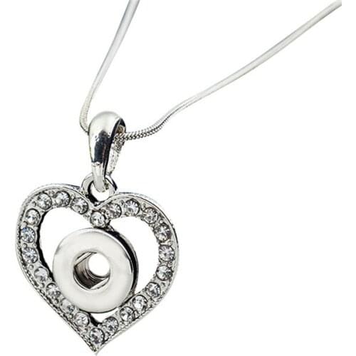 SP12-13 colar pingente metal heart crystal Pendant & necklaces charm chain fit chain necklace 12mm ginger snaps buttons charm