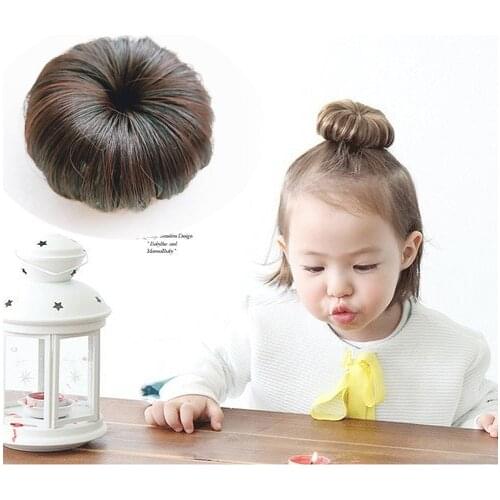 The Tide Girl Wig Female Baby Ball Head Hairpin Girl Summer Foreign Style Baby Hair Wig Small Clip Synthetic Chignon for White