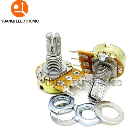 100pcs WH148 B1K B2K B5K B10K B20K B50K B100K B500K 3Pin 15mm Shaft Amplifier Dual Stereo Potentiometer 1K 2K 5K 10K 50K 100K 1M
