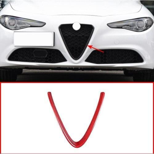 Car Interior Carbon Fiber Front Grill Decoration Frame Cover Trim Accessories For Alfa Romeo Giulia 2017 2018 2019 2020