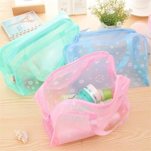 Waterproof PVC Cosmetic Storage Bag for Women Floral Transparent Wash Bag Creative Home Outing Compressed Shower Bag