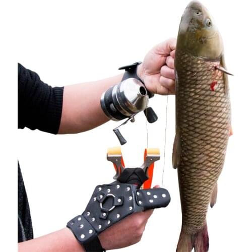 1pc Wrist Band +1pc Reel For Fishing Slingshot Wrist Protector Catapult PU Hunting Archery Shooting Fish Sports bow fishing