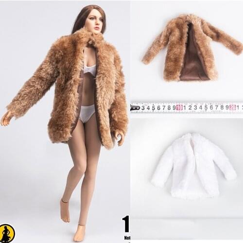 In Stock 1/6 Scale TYM103 Female Figure Clothes Accessory Noble Lady Fur Coat Model for 12 inches Action Figure Doll White/Brown
