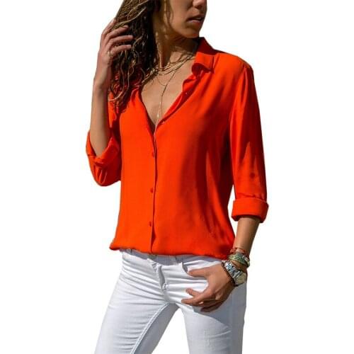 Women Autumn Elegant Long Sleeve Solid V-Neck Femininas Chiffon Blouse Work Shirt Streetwear Tops FC345