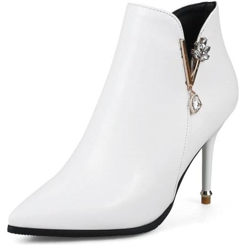 Big Size 9 10 11-15 boots women shoes ankle boots for women ladies boots Water drill pendant side zipper