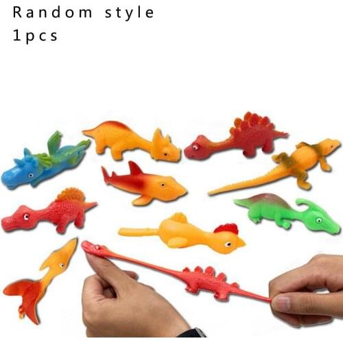1 Pcs TPR Catapult Toys Slingshot Flying Simulation Dinosaur Shape Exquisite Toys Mini Animal Toy Color Random