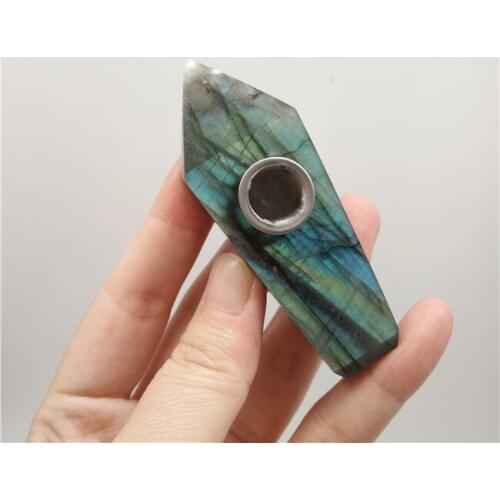 36grams Drop shipping natural labradorite stones and crystals smoking pipe quartz crystal wand tube healing Christmas gift