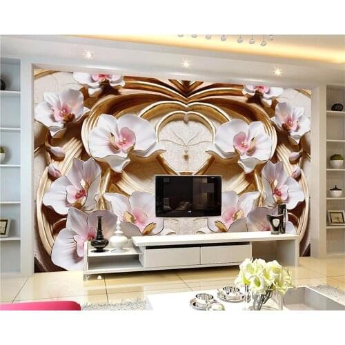 Beibehang Custom Wallpaper 3D Floral Relief TV Background Wall Butterfly Ornament Wallpaper Living Room Bedroom 3d wallpaper
