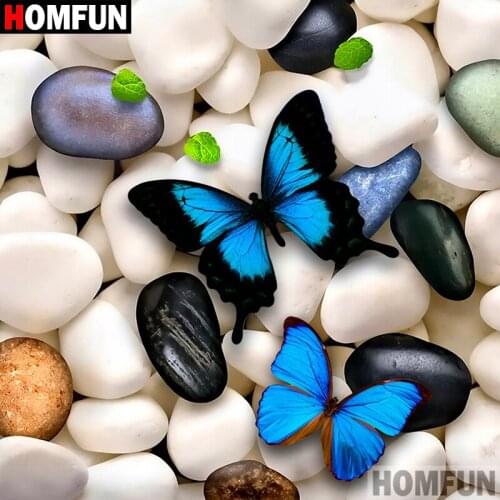 HOMFUN 5D DIY Diamond Painting Full Square/Round Drill "Butterfly stone" 3D Embroidery Cross Stitch gift Home Decor A01276