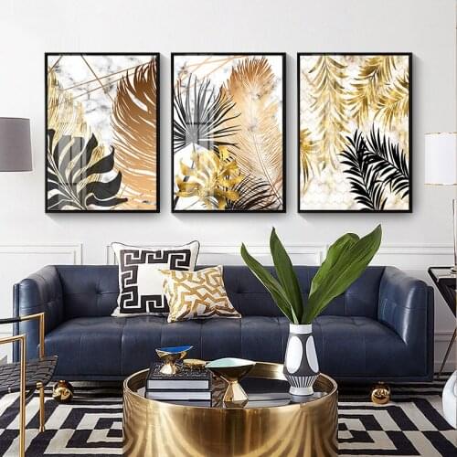 Plants Leaf Golden 5D DIY Diamond Painting Full Drill Cross Stitch Kits Diamond Mosaic Embroidery Home Decor Gift