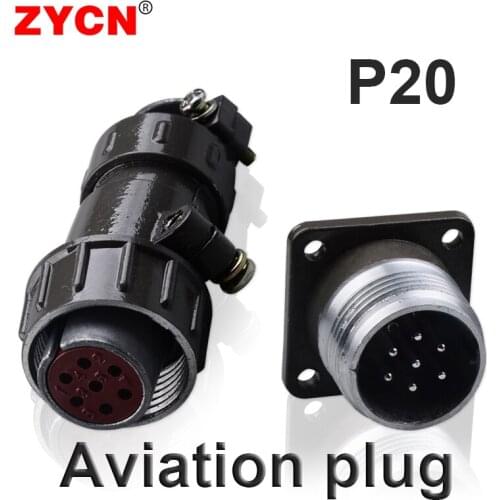 Aviation Plug Socket Round Connector P20 Series 2.3.4.5.7 Core Diameter 20MM Industrial Power 1 Set Male+ Female