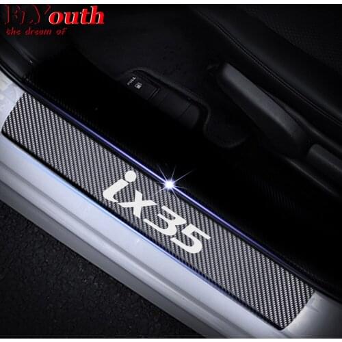 Car Door Sill Scuff Plate For Hyundai Ix35 4D Carbon Fiber Vinyl Stickers Auto Accessories Door Threshold Plate Stickers